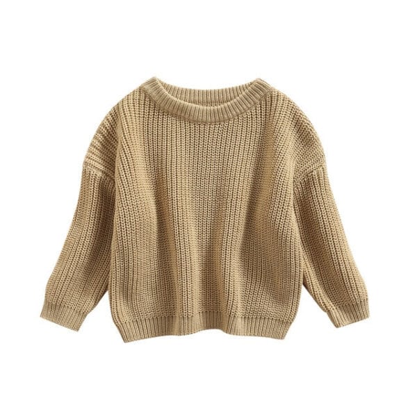 Soft beige knitted sweater, cozy and stylish for casual wear.