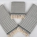 Organic Turkish Hand Towel – Black Stripe Edition